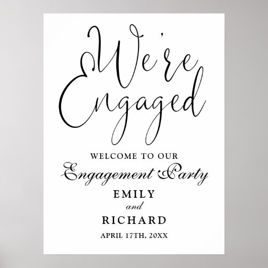 私たちは婚約パーティ婚約したウェルカムサイン ポスター (正面)