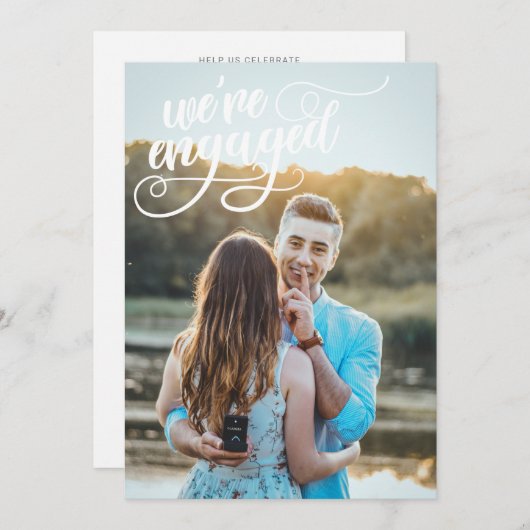 私たちは婚約婚約した発表 招待状 (正面/裏面)