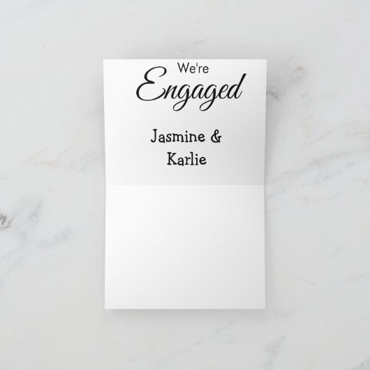 私たちは婚約者カップル名ロマンチックスタイリッシュシンプル サンキューカード (内部)