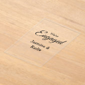 私たちは婚約者カップル名 ロマンチック おしゃれ シンプル アクリル招待状 (レイダウン)