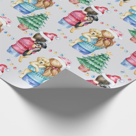 私たちは子犬のクリスマスが大好きだ ラッピングペーパー (角)