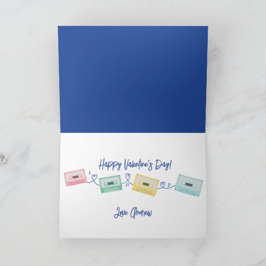 私たちは完璧なミックスのカセットテープのバレンタインデー シーズンカード (内部)