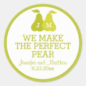 私たちは完璧な梨の結婚式の引き出物モノグラムを作る ラウンドシール (正面)