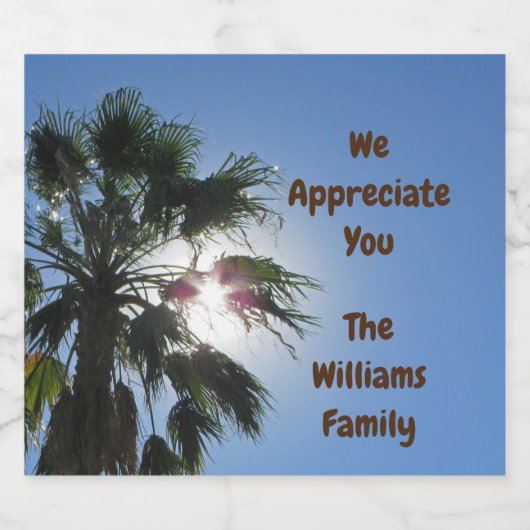 私たちは家族のヤシの木からありがとう ビールラベル (シングルラベル)