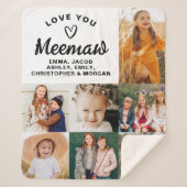 私たちは家族の写真コラージュを満たすよモダンうに愛 シェルパブランケット (正面)