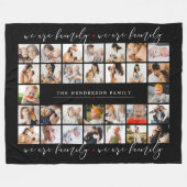 私たちは家族の30写真コラージュと家族の名前 フリースブランケット (正面(横))