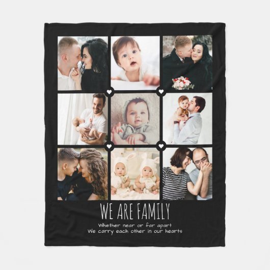 私たちは家族カスタム文字9写真コラージュ フリースブランケット (正面)