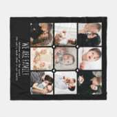 私たちは家族カスタム文字9写真コラージュ フリースブランケット (正面(横))