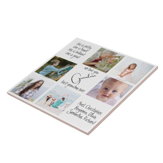 私たちは家族コラージュ写真おばあちゃん最高のが今まで大好き タイル (側面)