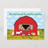 私たちは家畜と一緒に移動した新しいアドレス 案内ポストカード (正面/裏面)