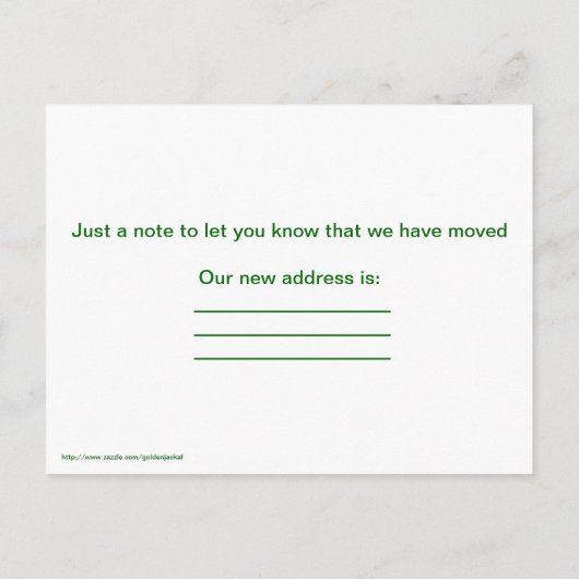 私たちは家畜と一緒に移動した新しいアドレス 案内ポストカード (裏面)