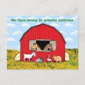 私たちは家畜と一緒に移動した新しいアドレス 案内ポストカード (正面)