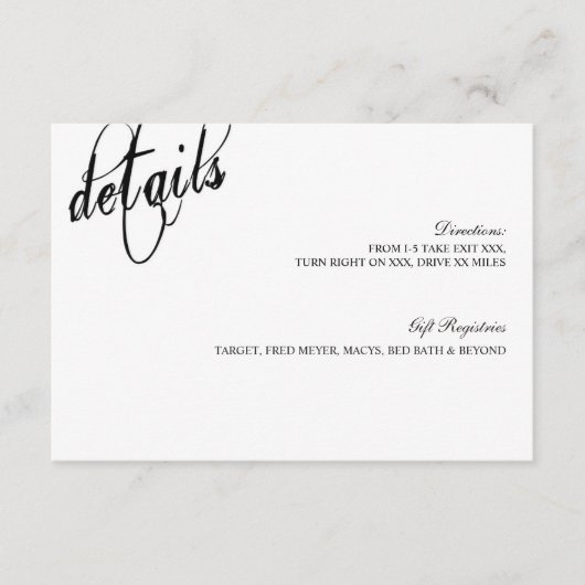 私たちは常に結婚の詳細 エンクロージャーカード (正面)