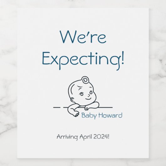 私たちは幸福の妊娠の発表を期待している ワインラベル (シングルラベル)