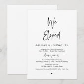 私たちは式を挙げました, ブラックフォント, 結婚式の秘密の誓いパーティー 招待状 (正面/裏面)