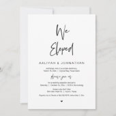 私たちは式を挙げました, ブラックフォント, 結婚式の駆け落ちパーティー 招待状 (正面)