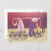 私たちは引っ掛かる | 写真カスタム日付の保存 案内ポストカード (正面/裏面)