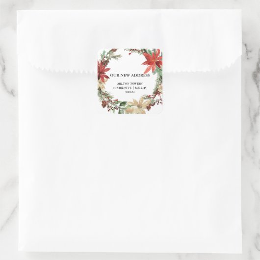 私たちは引っ越した |クリスマスリース |新しいアドレス スクエアシール (バッグ)