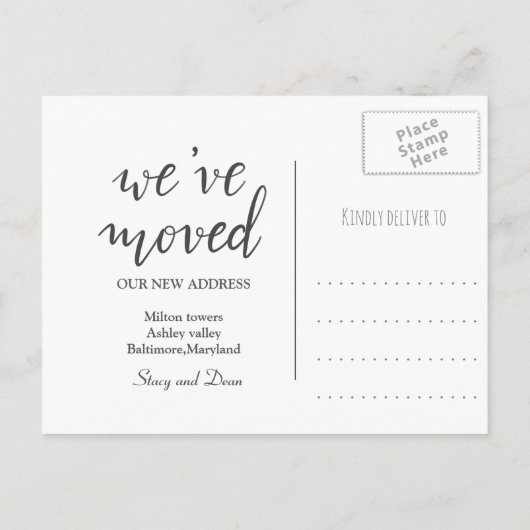 私たちは引っ越した |レッドドアクリスマス |新しいアドレス 案内ポストカード (裏面)