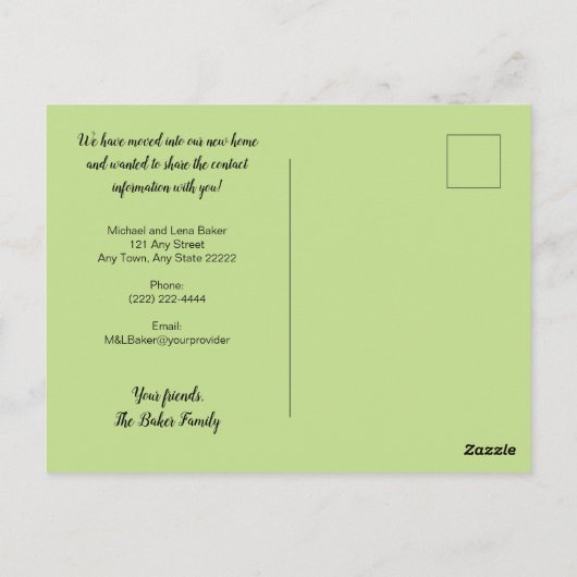 私たちは引っ越した – 信仰に基づく私と私の家 ポストカード (裏面)