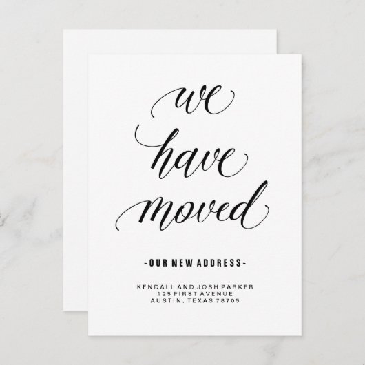 私たちは引っ越した | 書道モダンの新しい住所 案内ポストカード (正面/裏面)