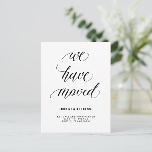 私たちは引っ越した | 書道モダンの新しい住所 案内ポストカード (スタンド正面)