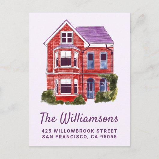 私たちは引っ越した |水彩ホームポストカード ポストカード (正面)