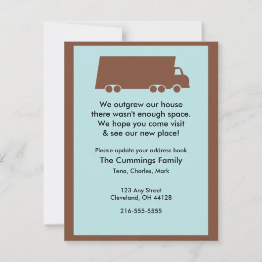 私たちは引っ越して家を伸ばした 案内状 (正面)