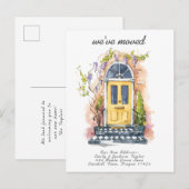 私たちは引っ越しました - モダンな新住所の水彩ドア 案内ポストカード (正面/裏面)