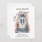 私たちは引っ越しました - モダンな新住所 水彩ドア 案内ポストカード (正面/裏面)