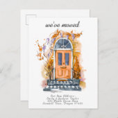 私たちは引っ越しました - モダンな新住所 水彩ドア 案内ポストカード (正面/裏面)