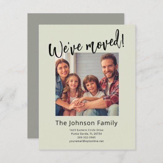 私たちは引っ越しました モダン おしゃれ 家族 写真 予算 案内状 (正面/裏面)