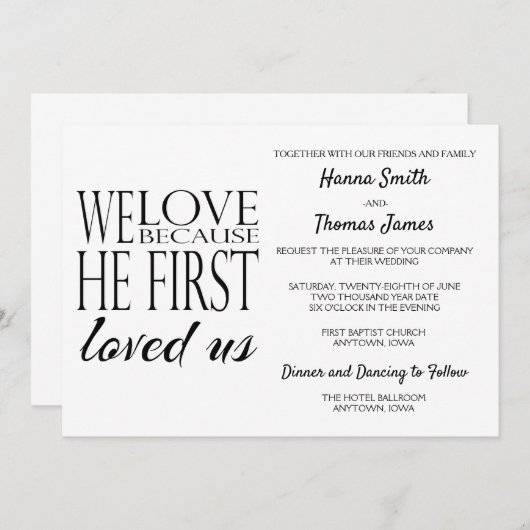私たちは彼が私たちを最初に愛したから結婚愛する 招待状 (正面/裏面)