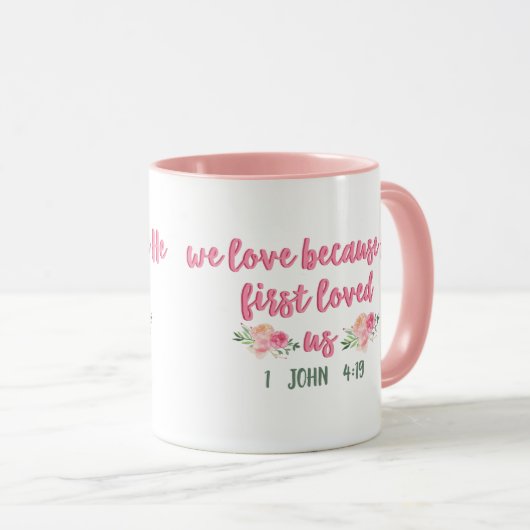 私たちは彼が私たちを最初に愛したので愛した//聖書の聖句 マグカップ (正面右)