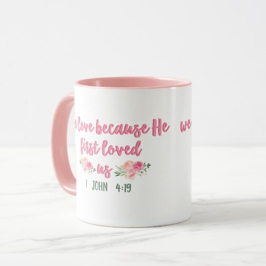 私たちは彼が私たちを最初に愛したので愛した//聖書の聖句 マグカップ (正面左)
