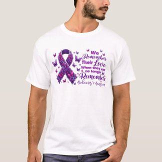 私たちは彼らの愛を覚えている – ALZバタフライリボン Tシャツ