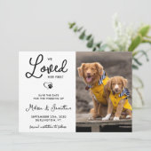 私たちは彼女の最初のカスタム写真ペットの結婚犬を愛した セーブザデート (スタンド正面)