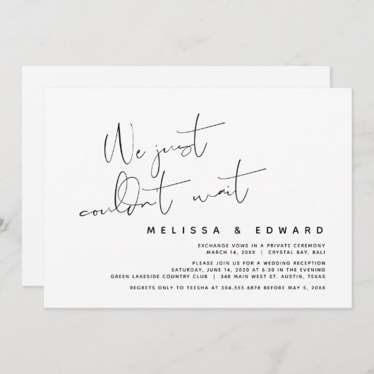 私たちは待つことができなかった、モダンウェディングエロープメント 招待状 (正面/裏面)