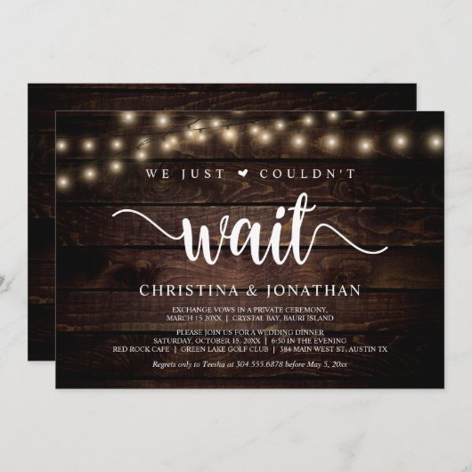 私たちは待つことができなかった、ラスティックエロープメントパーティー 招待状 (正面/裏面)