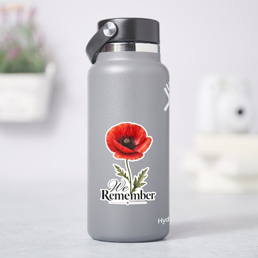 私たちは思い出す – 赤いポピーの追悼記念日 シール (HydroFlask)