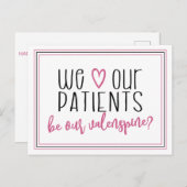 私たちは患者を愛し、カイロプラクティック ポストカード (正面/裏面)
