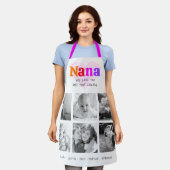 私たちは愛あなたナナカラフルレインボー6フォトコラージュ エプロン (着用した状態)