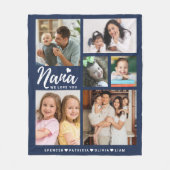 私たちは愛あなたナナグランドキッズ6写真コラージブルー フリースブランケット (正面)