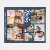 私たちは愛あなたナナグランドキッズ6写真コラージブルー フリースブランケット (正面(横))