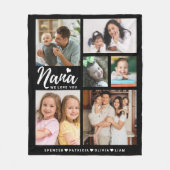 私たちは愛あなたナナ孫の名前6写真コラージュ フリースブランケット (正面)