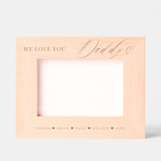 私たちは愛あなたパパのスクリプトハート子供の名前キープサケ レーザー彫刻フレーム (正面)