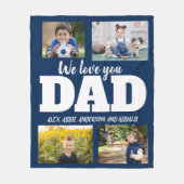 私たちは愛あなたパパネイビーブルー4フォトチャイルドファミリー フリースブランケット (正面)