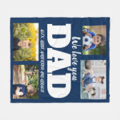 私たちは愛あなたパパネイビーブルー4フォトチャイルドファミリー フリースブランケット (正面(横))