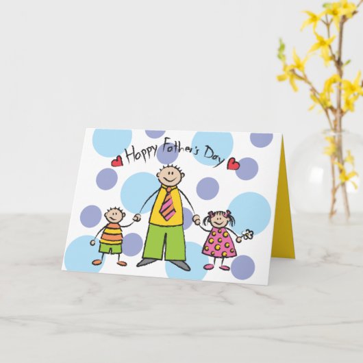 私たちは愛あなたパパ漫画の家族ハッピー父の日 カード (黄色い花)