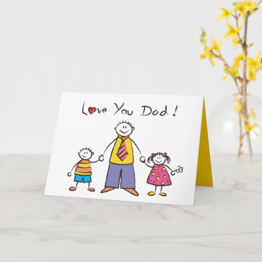 私たちは愛あなたパパ漫画の家族ハッピー父の日 カード (黄色い花)